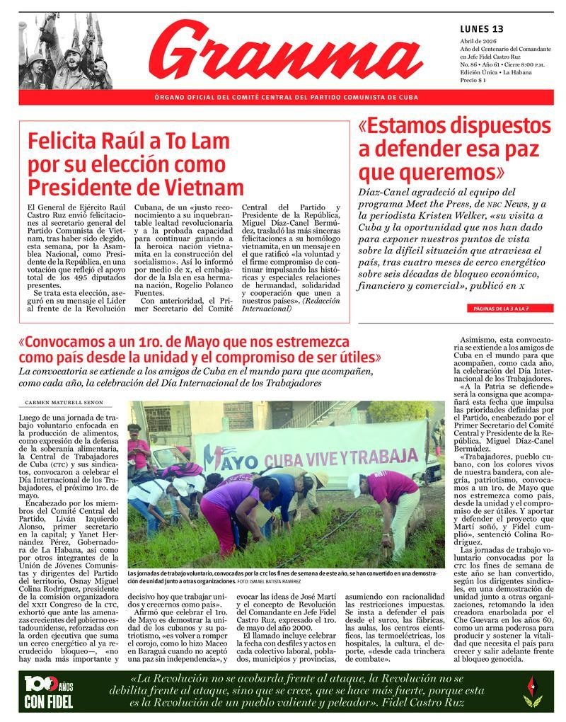 Prensa cubana destaca temas clave en edición del 13 de abril de 2026