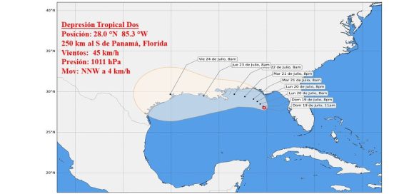 Depresión tropical Dos se forma en el golfo de México