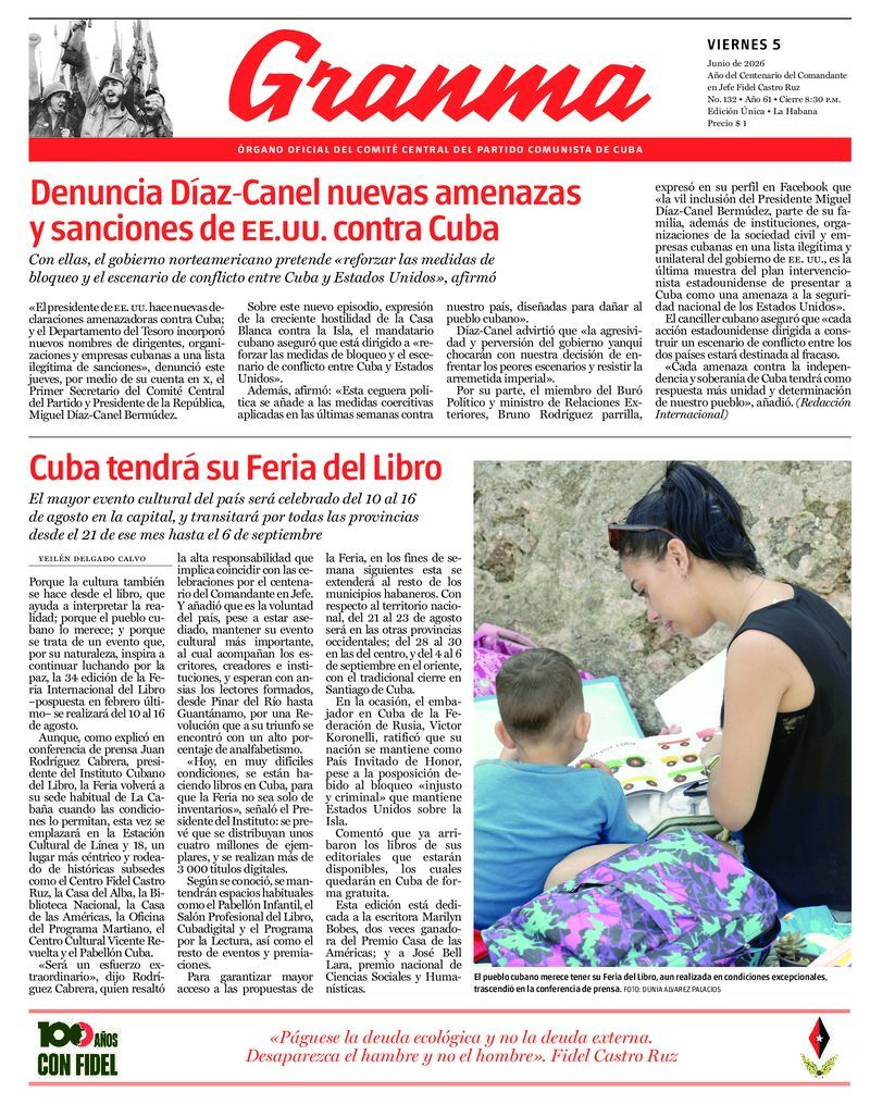 Prensa cubana destaca temas clave en ediciones del 5 de junio de 2026