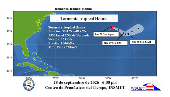 Insmet confirma que tormenta tropical Hanna no amenaza a Cuba