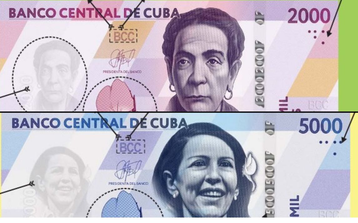 Cuba estrena billetes de 2000 y 5000 pesos con figuras femeninas