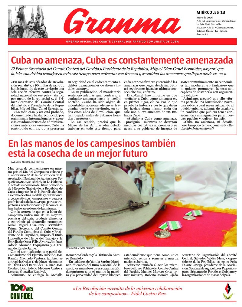 Prensa cubana destaca temas clave en ediciones del 13 de mayo de 2026