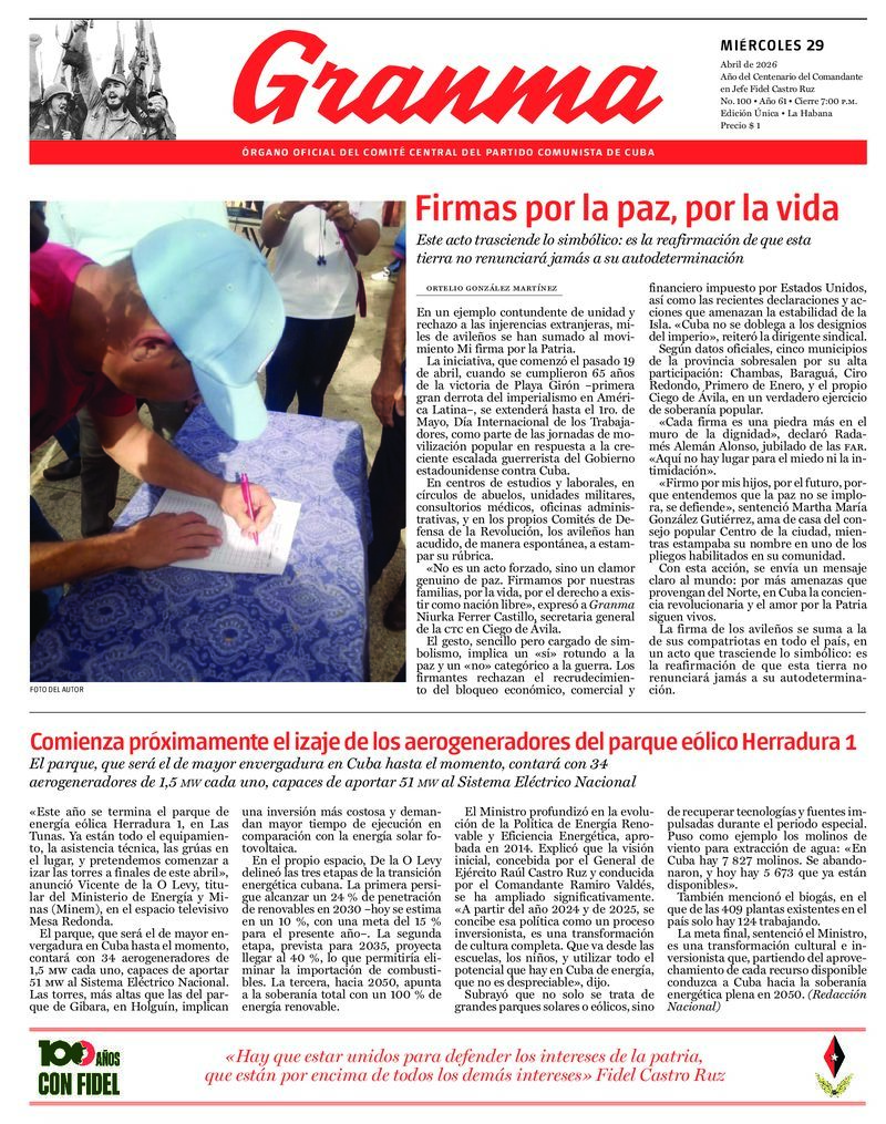 Prensa cubana destaca temas clave en ediciones del 29 de abril de 2026