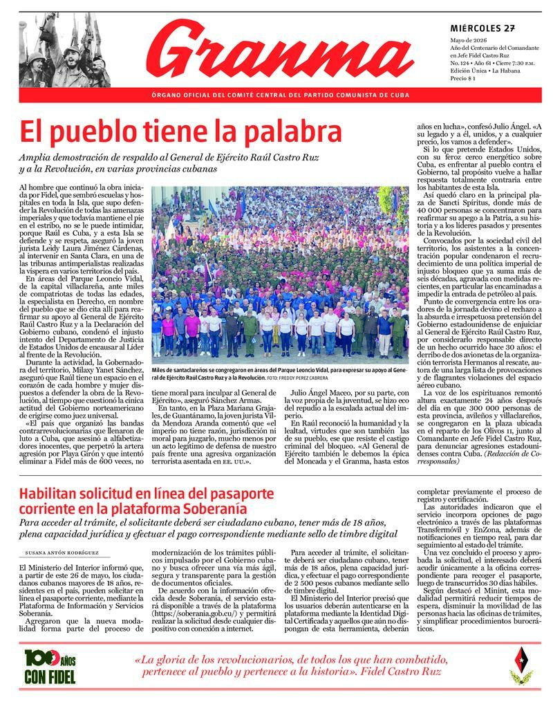 Prensa cubana destaca temas clave en ediciones del 27 de mayo de 2026