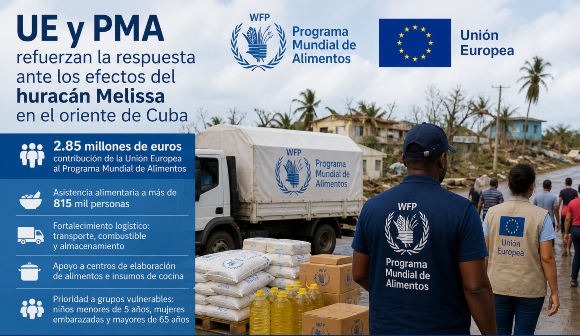 Unión Europea y PMA amplían ayuda humanitaria en Cuba tras huracán Melissa
