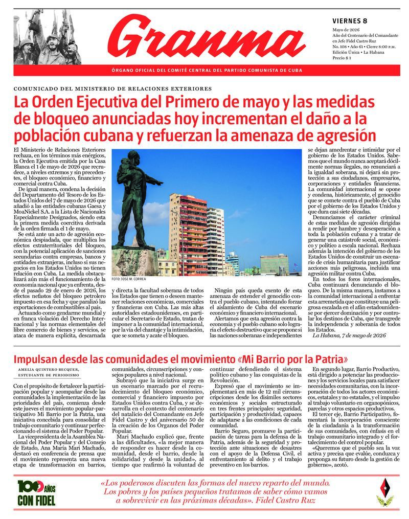 Prensa cubana del 8 de mayo de 2026: Resumen de los principales periódicos