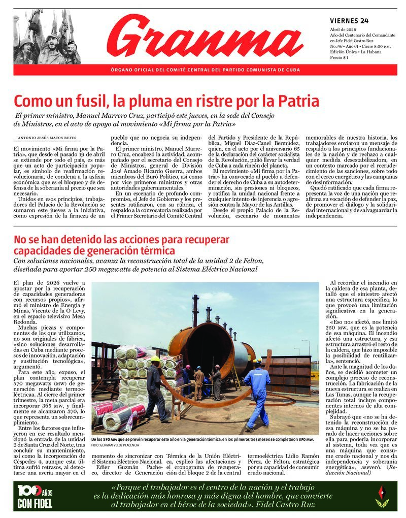 Prensa cubana destaca temas clave en ediciones del 24 de abril de 2026