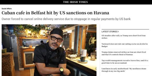 Bloqueo de EE.UU. a Cuba afecta a un café en Belfast