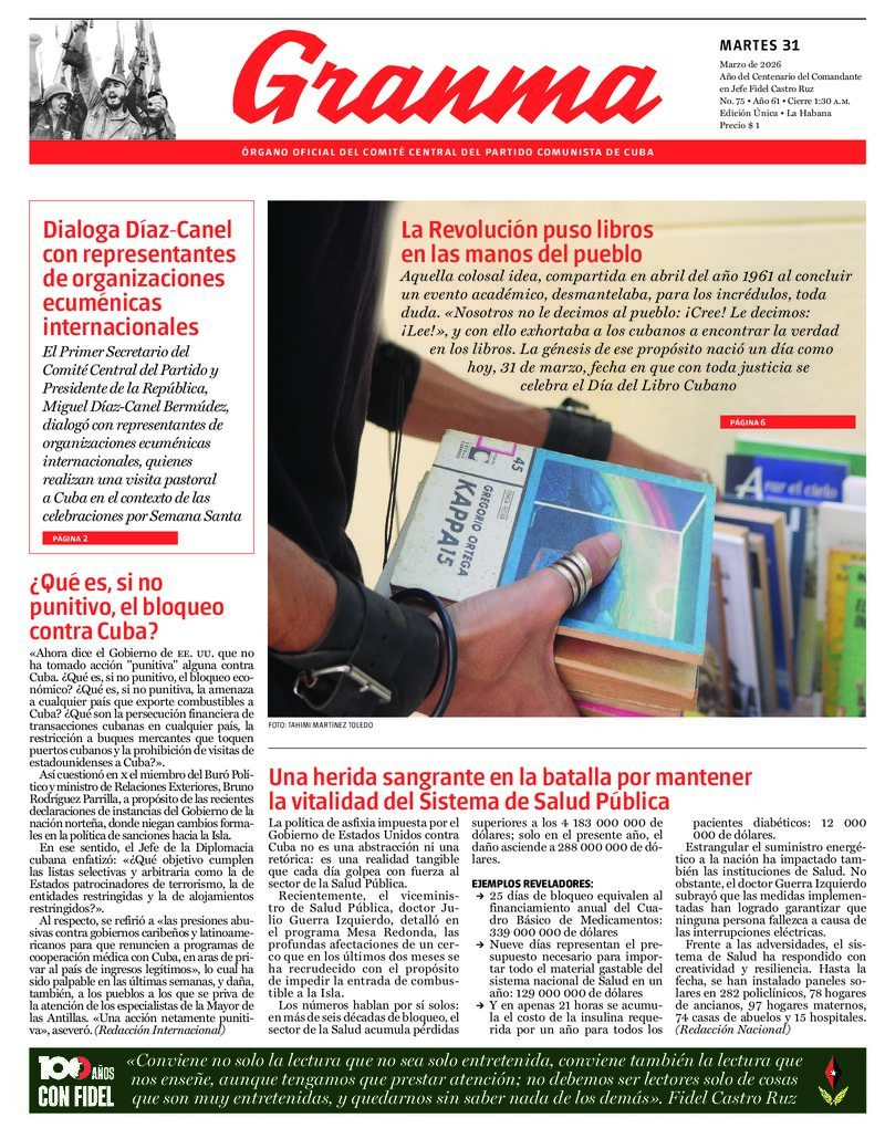 Prensa cubana destaca temas clave en ediciones del 31 de marzo de 2026