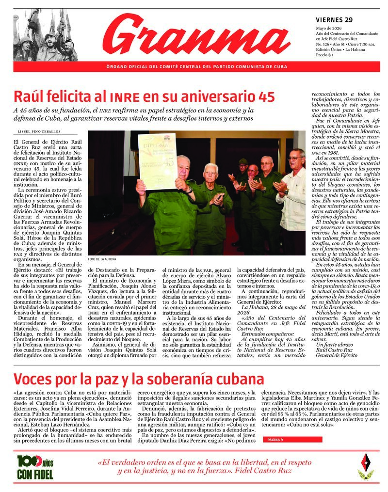 Prensa cubana destaca temas clave en ediciones del 29 de mayo de 2026