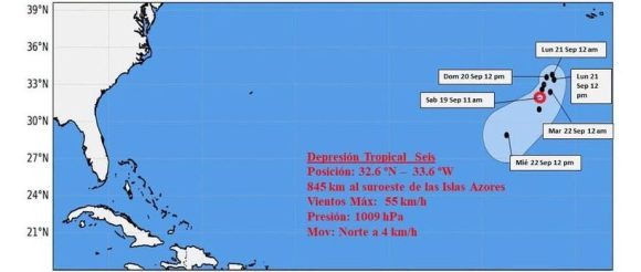 Se forma la depresión tropical Seis en el Atlántico nororiental
