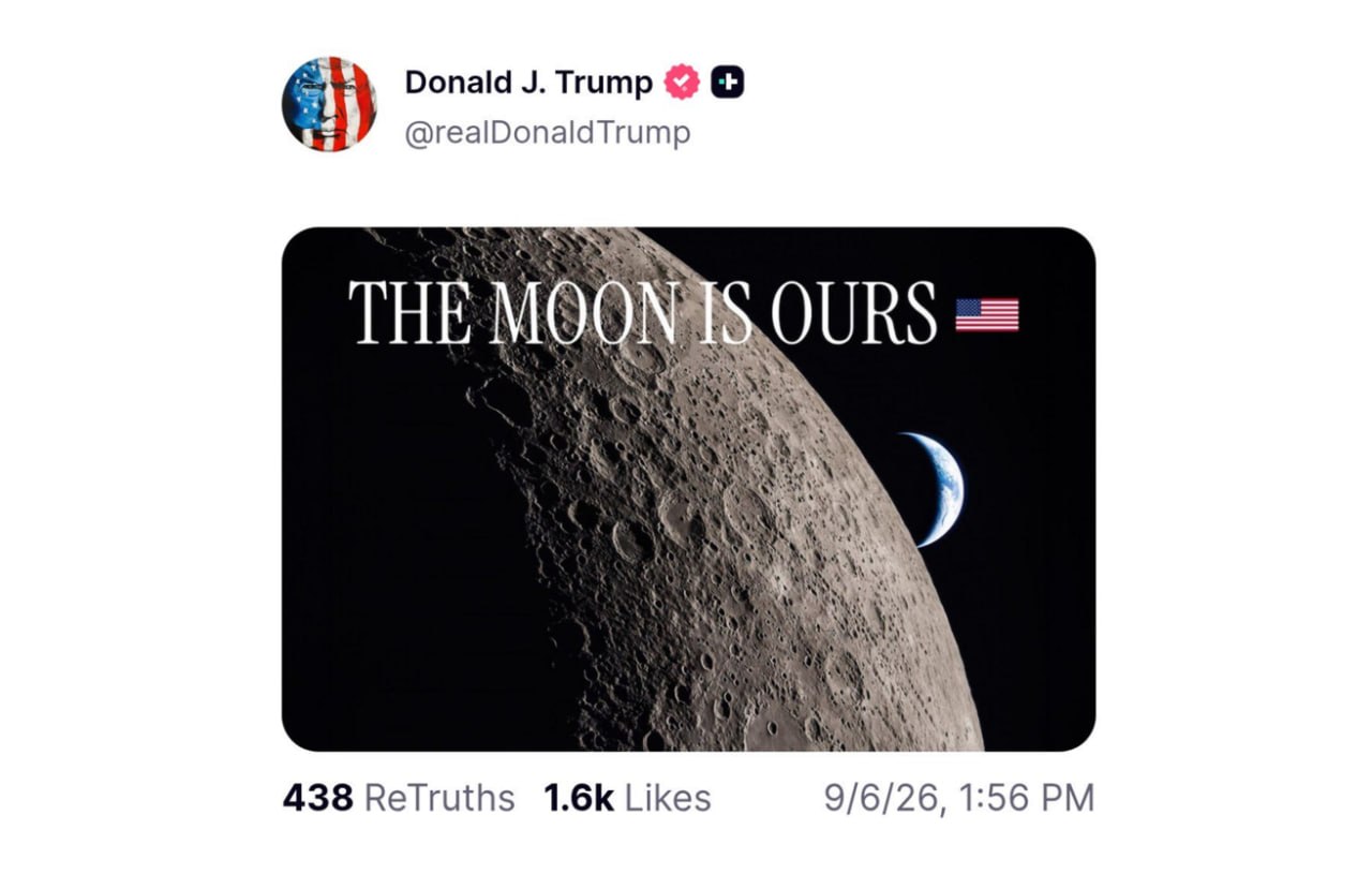 Trump reaviva debate sobre soberanía lunar con publicación en Truth Social