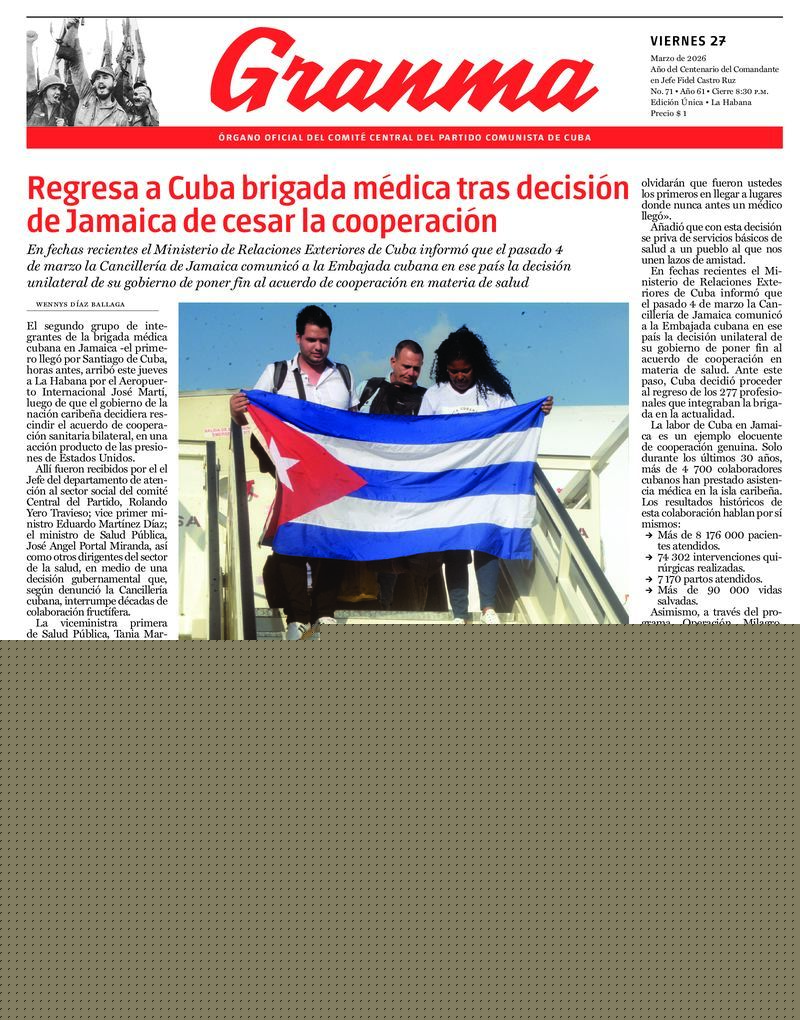Prensa cubana destaca temas clave en ediciones del 27 de marzo de 2026