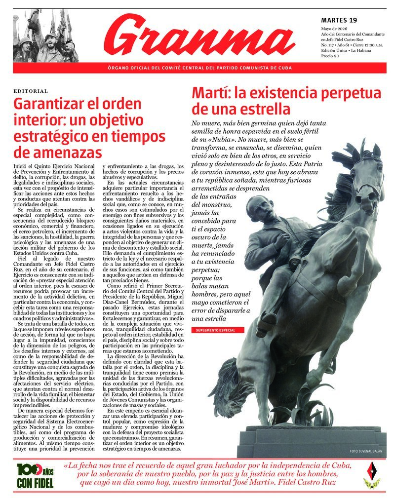Prensa cubana destaca temas clave en ediciones del 19 de mayo de 2026
