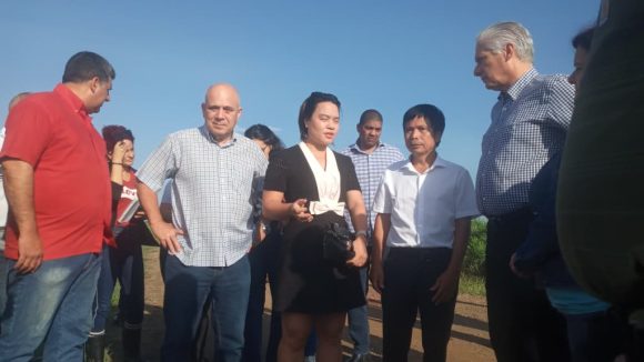 Díaz-Canel visita proyecto arrocero