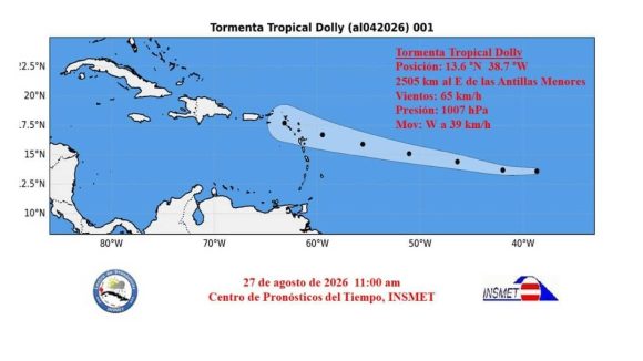 Se forma la tormenta tropical Dolly en el Atlántico central