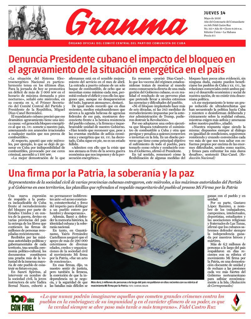 Prensa cubana del 14 de mayo