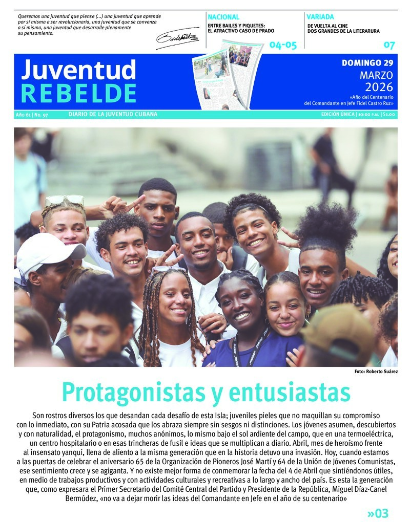 Juventud Rebelde destaca temas clave en su edición del 29 de marzo de 2026